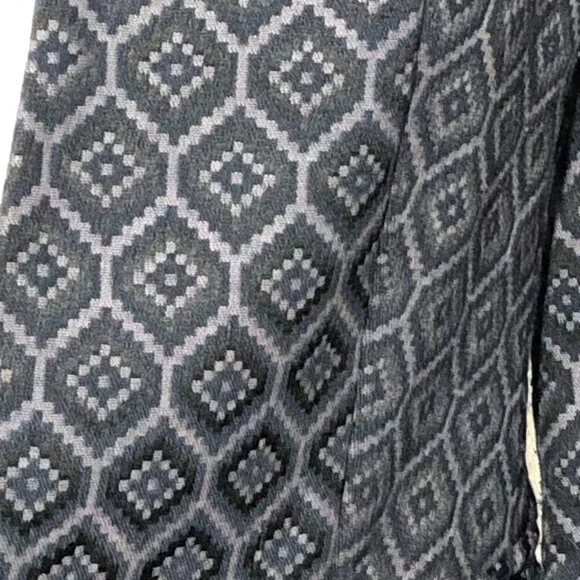 Banana Republic Women's Size 4 Open Front Textured Printed Blazer Drk Gray/Black - Picture 3 of 11